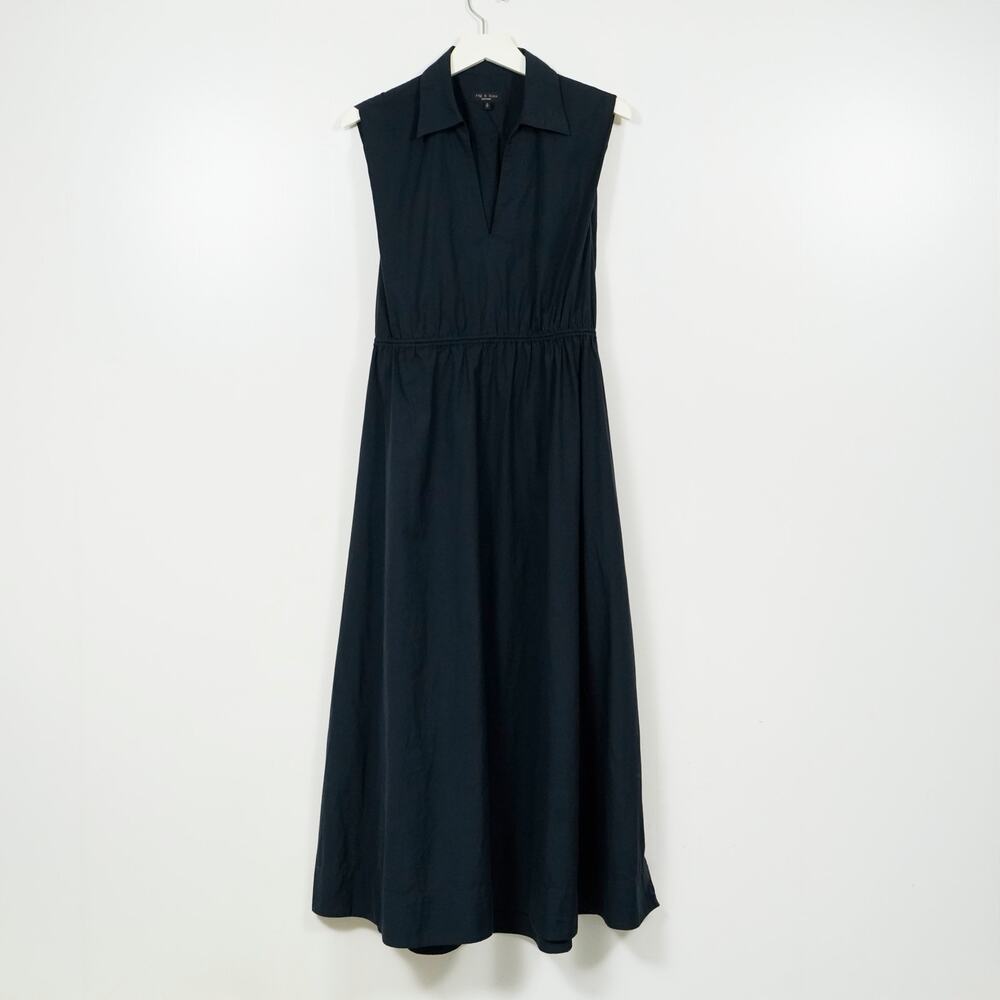 rag & bone Soraya Dress Women's Size S Black Sleeveless Midi Dress Cotton